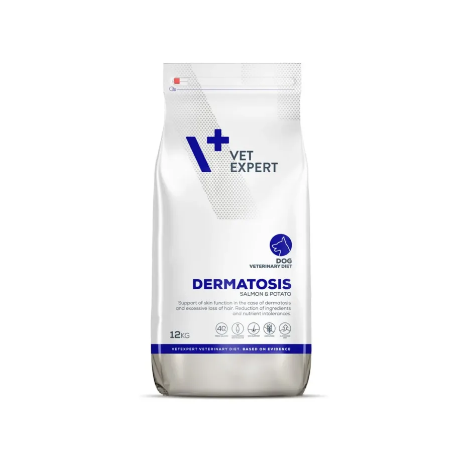 VetExpert Veterinary Diet Dermatosis lõhe ja kartuliga kuivtoit allergilisele täiskasvanud koerale, 12 kg