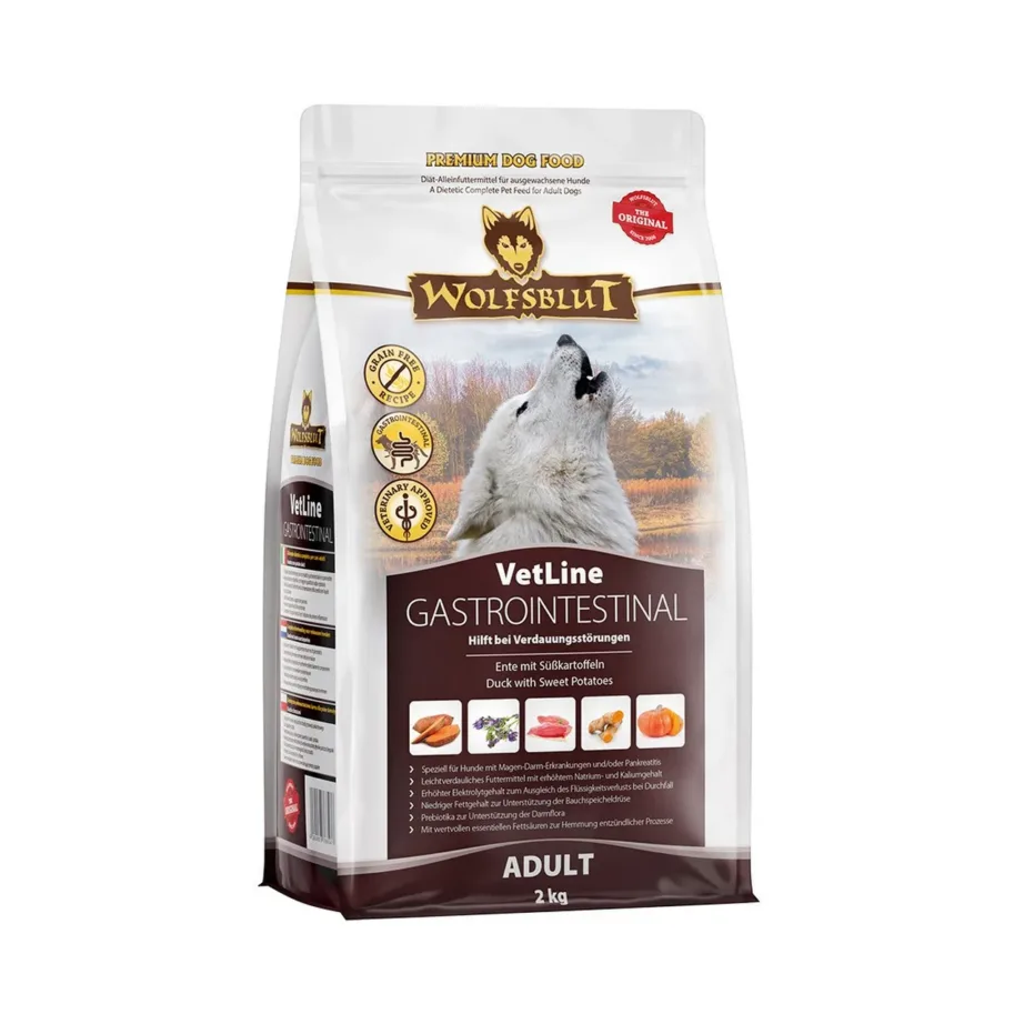 Wolfsblut VetLine Gastrointestinal 2 kg pardiliha-bataadiga teraviljavaba täissööt tundliku seedimisega täiskasvanud koertele
