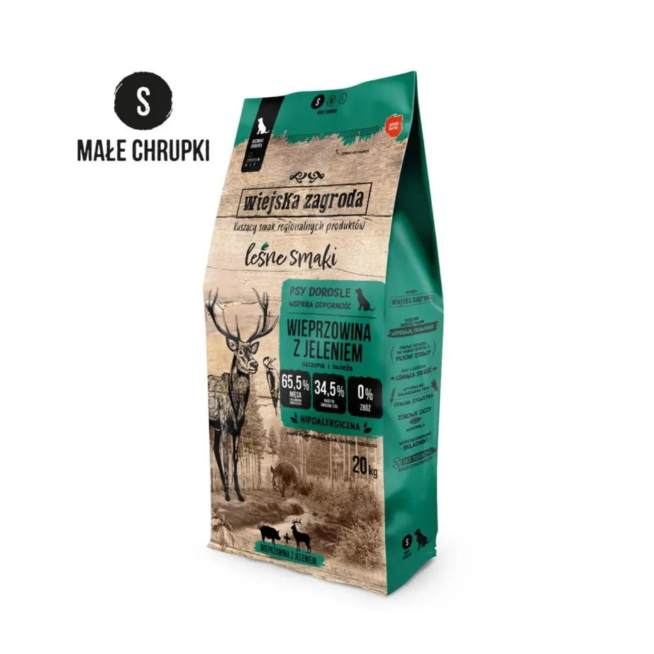 Wiejska Zagroda Pork with Venison S 20kg gluteenivaba kuivtoit väikestele tõugudele täiskasvanud koertele