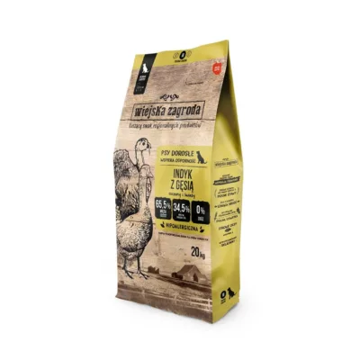 kalkuni-hanetega kuivtoit koertele 20kg Wiejska Zagroda