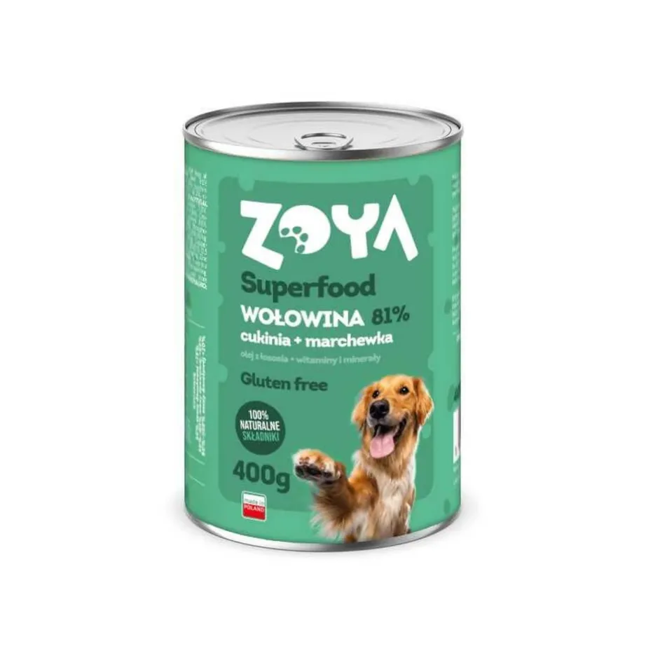 gluteenivaba veiselihakonserv koertele ZOYA Superfood Beef 400g purk