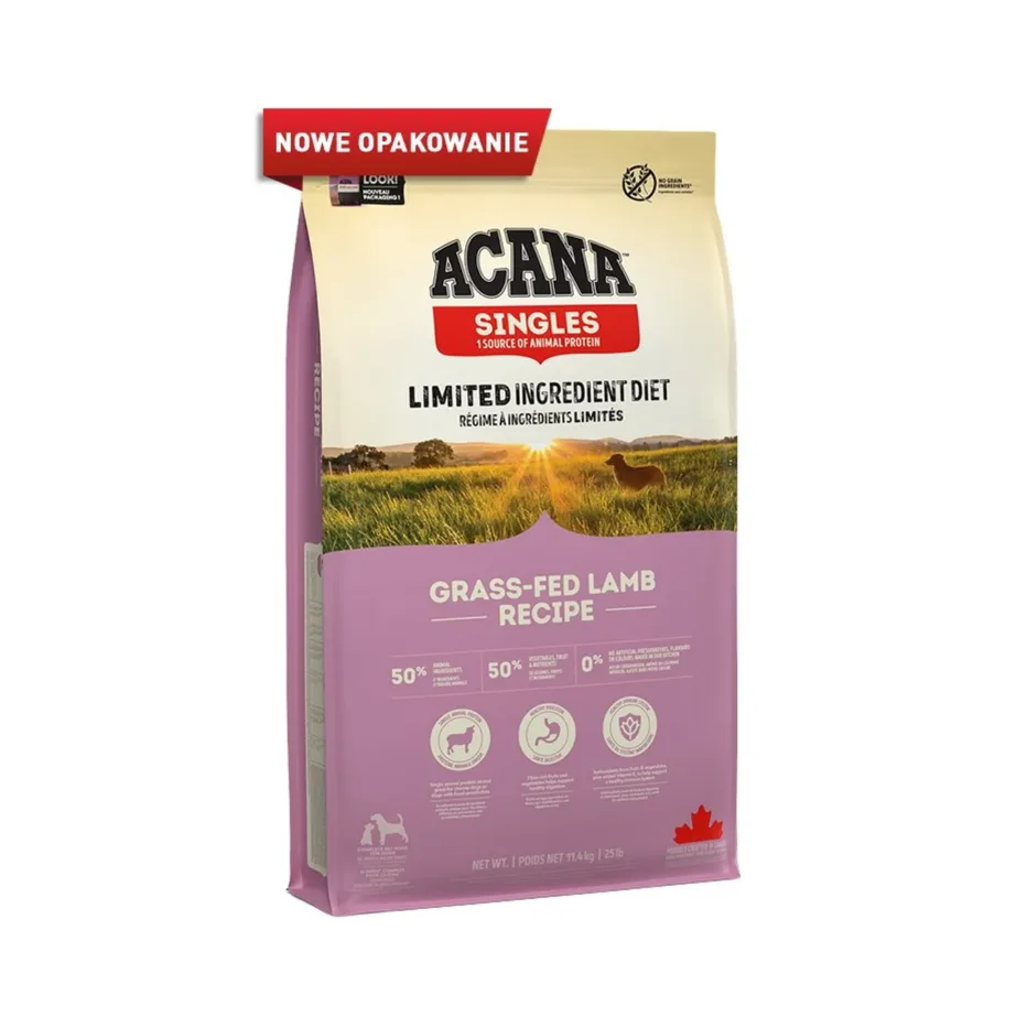 ACANA Singles Grass-Fed Lamb 11,4kg gluteenivaba kuiv koeratoit täiskasvanud kõikidele tõugudele