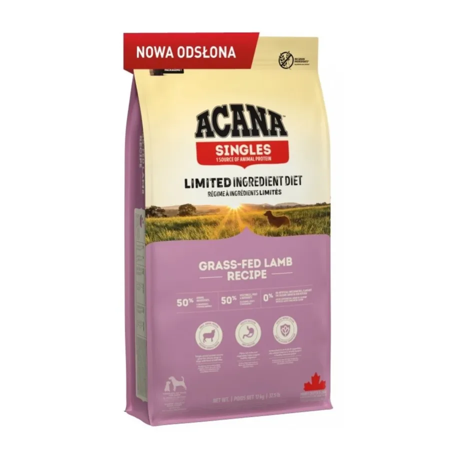 ACANA Singles Grass-Fed Lamb 17 kg monoproteiinne kuivtoit täiskasvanud koertele, teravilja- ja gluteenivaba