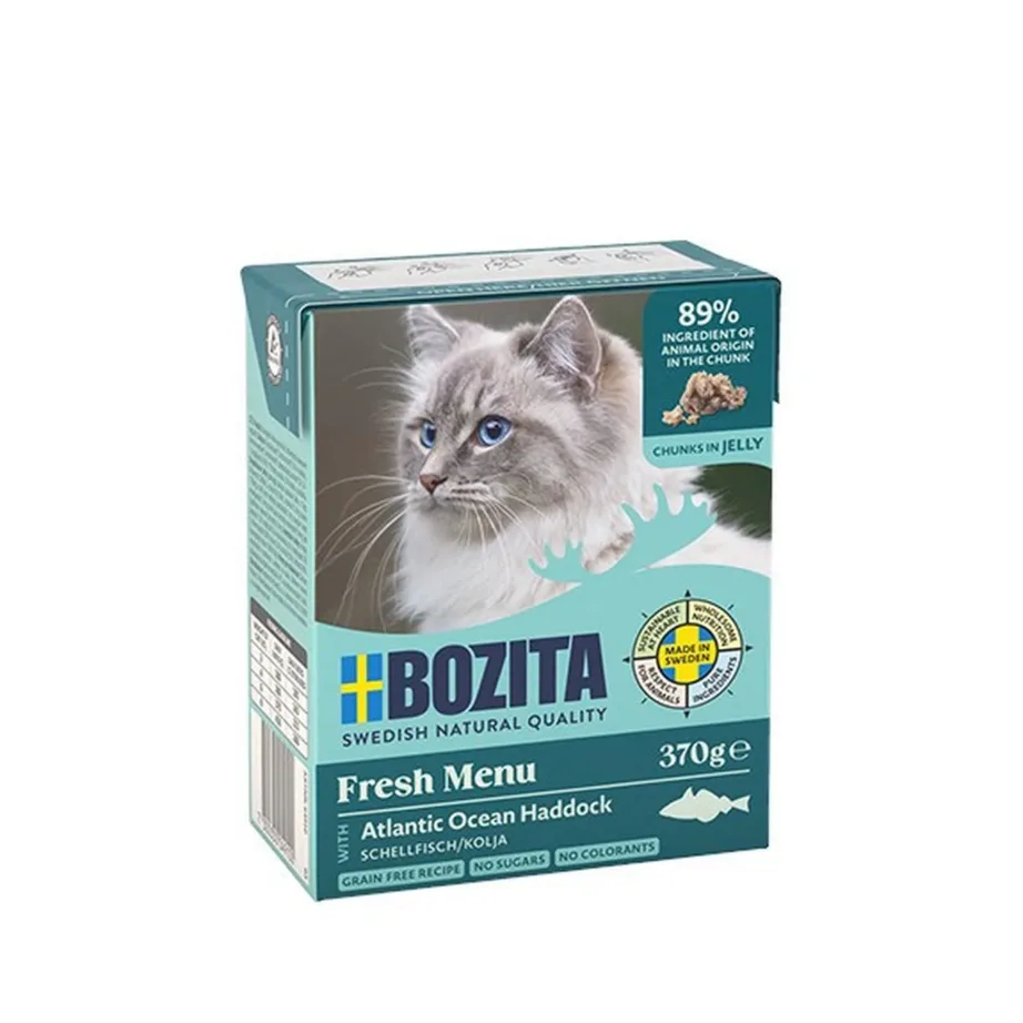 Bozita Fresh Menu valgekalaga märg kassitoit 370g pakend