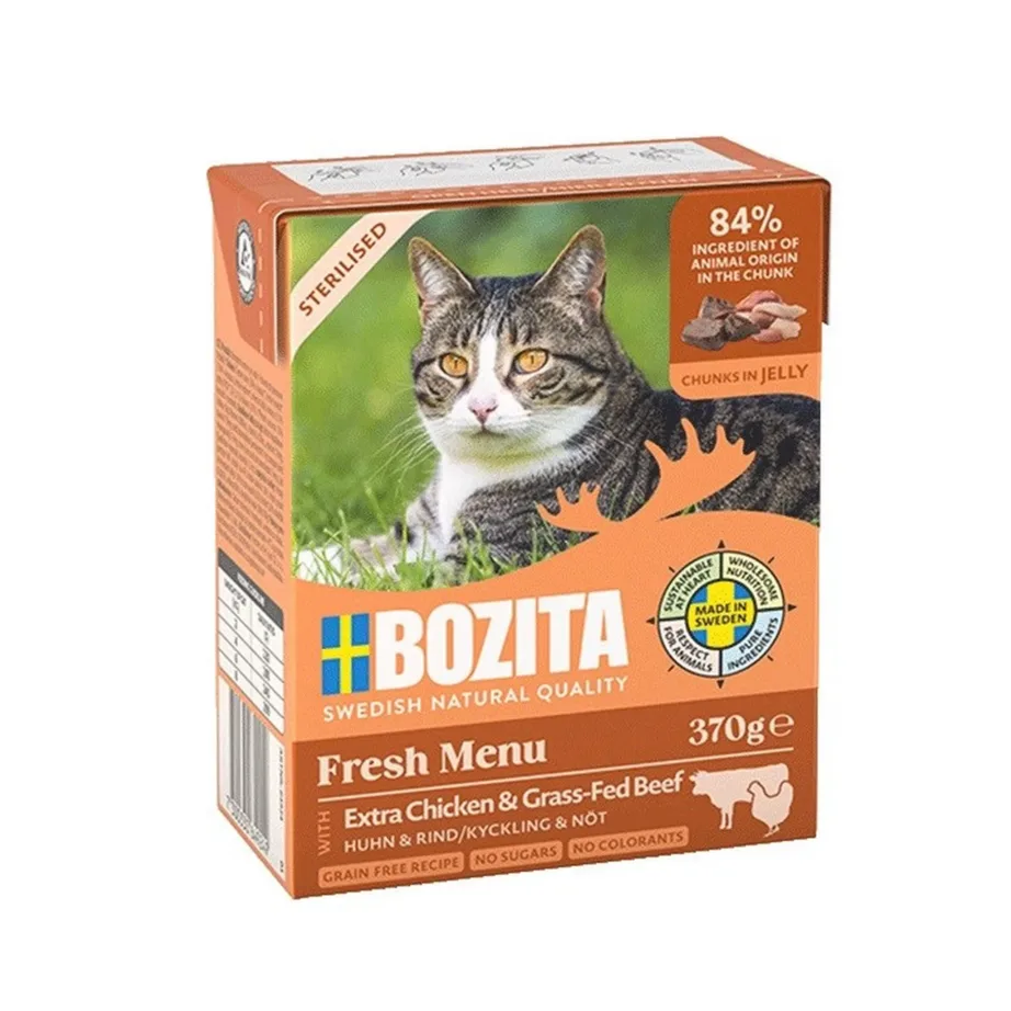 märgtoit steriliseeritud kassile kana Bozita 370g pakend