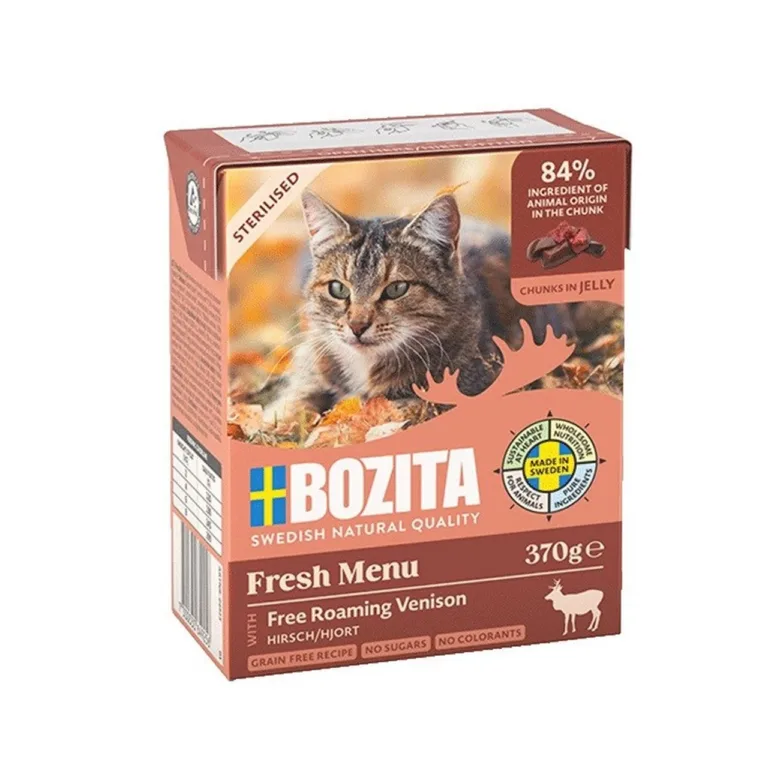 teraviljavaba märgtoit steriliseeritud kassile Bozita Fresh Menu Venison 370g pakend