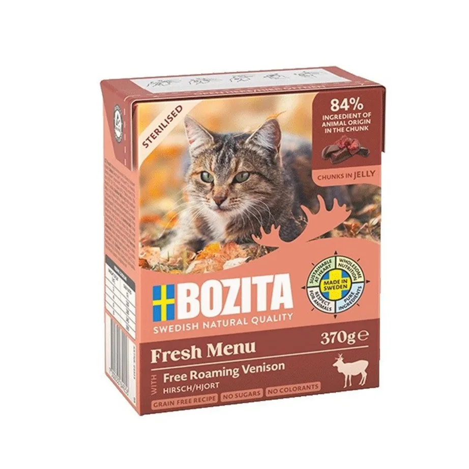 teraviljavaba märgtoit steriliseeritud kassile Bozita Fresh Menu Venison 370g pakend