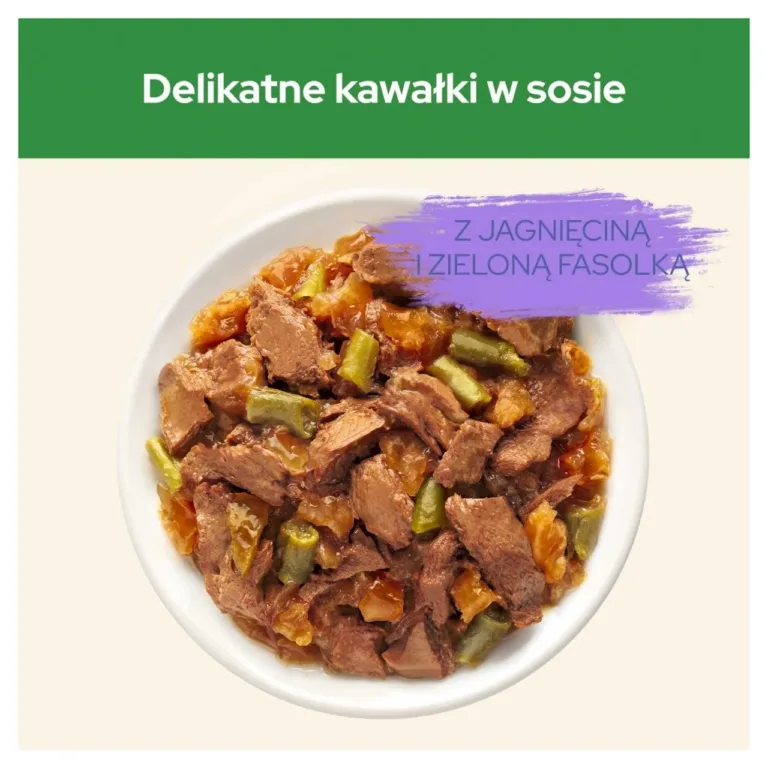 Lambaliha ja rohelised oad kastmes steriliseeritud kassile
