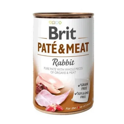 Brit Paté & Meat küülikulihaga märgtoit koertele 400g purgis