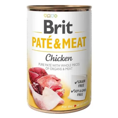 Brit Paté & Meat Chicken teraviljavaba kana märgtoit koertele 400g