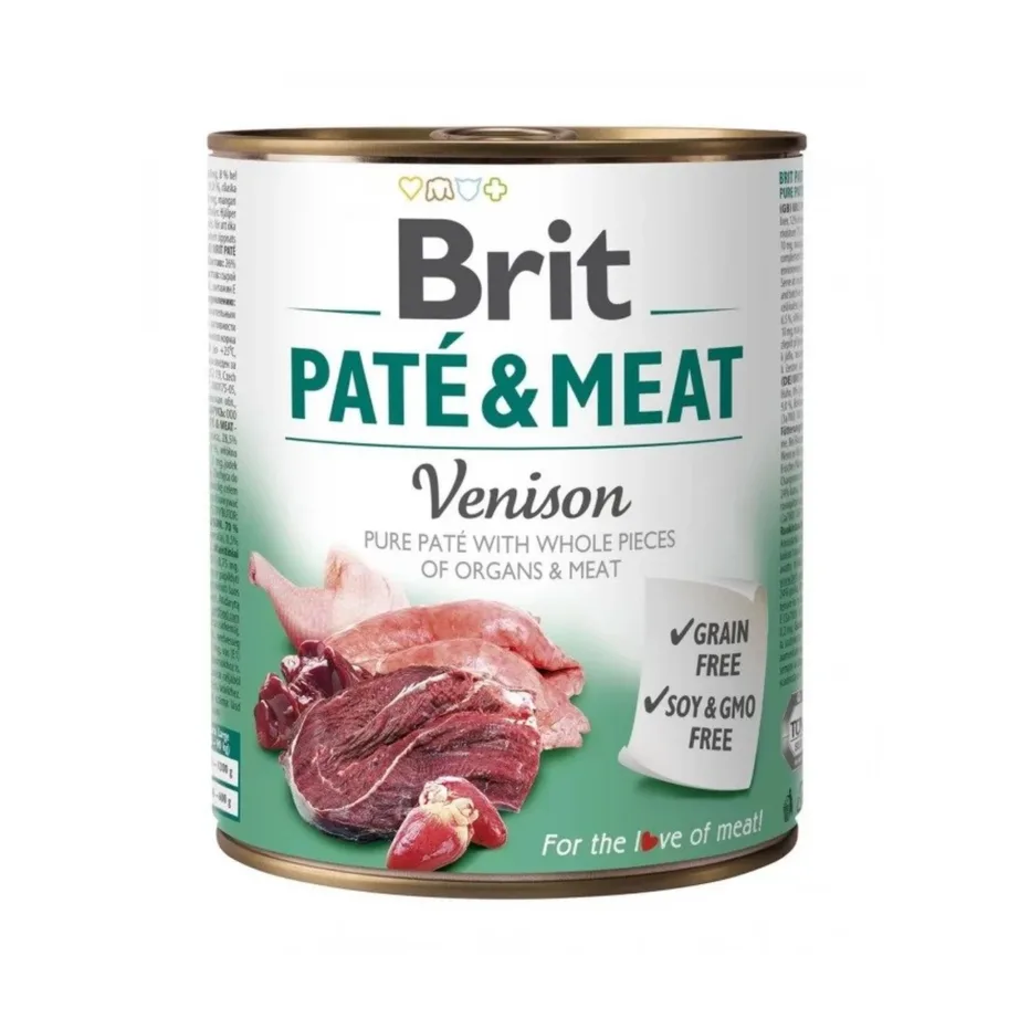 Brit Paté & Meat Venison 800g teraviljavaba märgtoit ulukilihaga täiskasvanud koertele