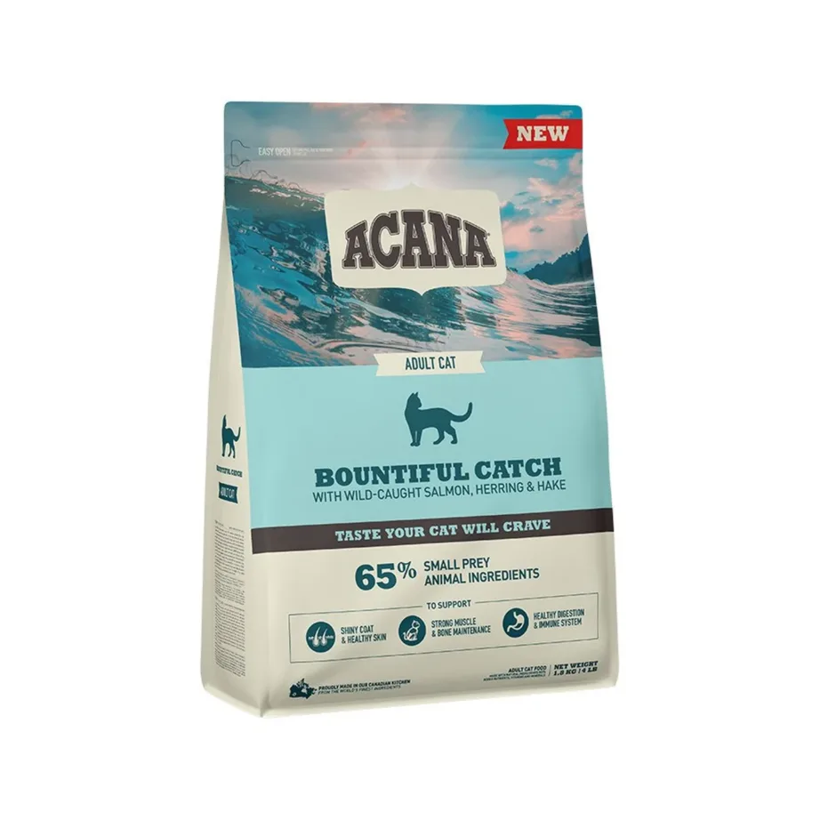 ACANA Bountiful Catch 1,8 kg gluteenivaba kuivtoit lõhe, heeringa ja pollakiga täiskasvanud kassidele naha ja karvkatte toetuseks