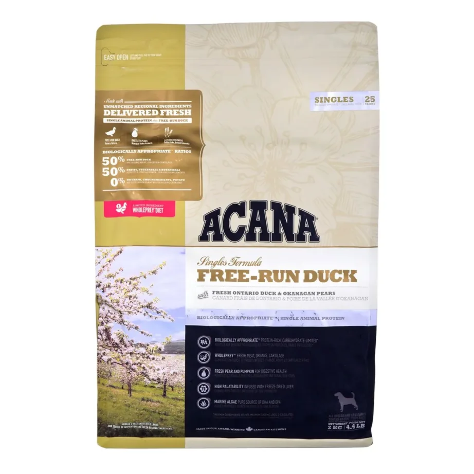 ACANA Singles Free-Run Duck 2 kg monoproteiinne teraviljavaba pardilihaga kuivtoit tundliku seedimisega igas vanuses koertele