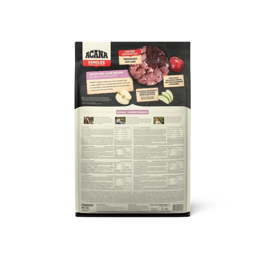 ACANA lambalihaga gluteenivaba koeratoit 6kg tagakülg