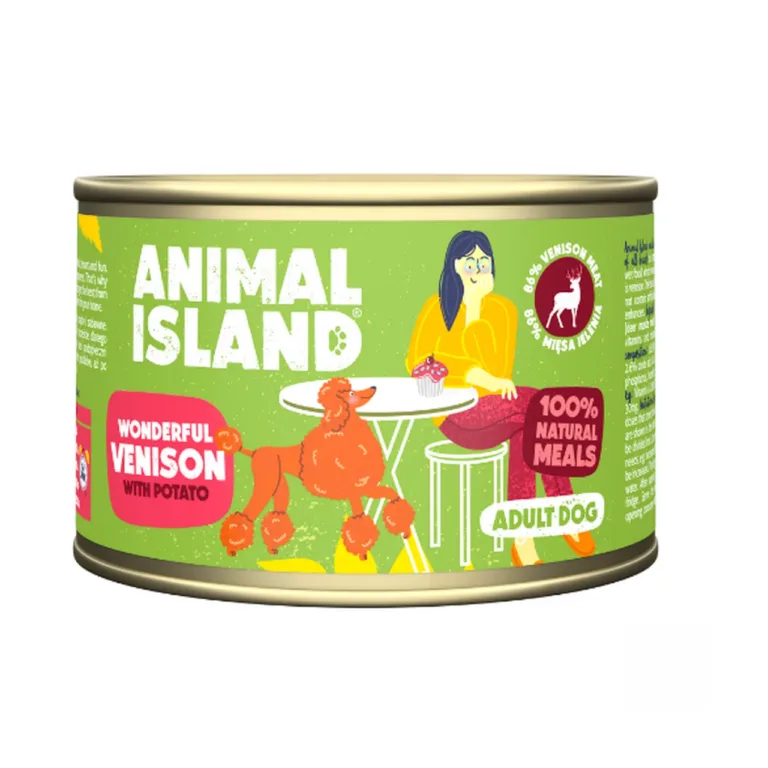 hirveliha ja kartuliga märg koeratoit ANIMAL ISLAND 410g purk