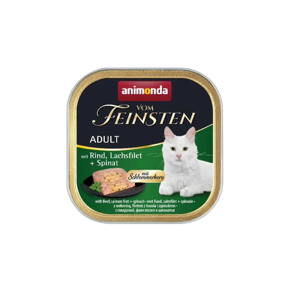 Animonda Vom Feinsten Adult 100g veiseliha, lõhe ja spinatiga gluteenivaba märgtoit kassile