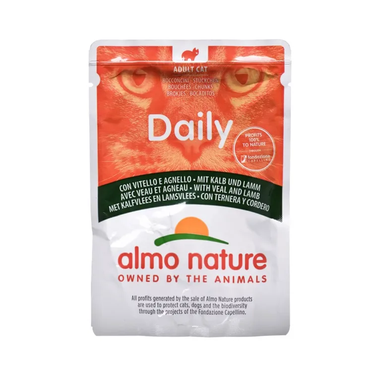 vasika- ja lambalihaga kassitoit Almo Nature Daily pakend