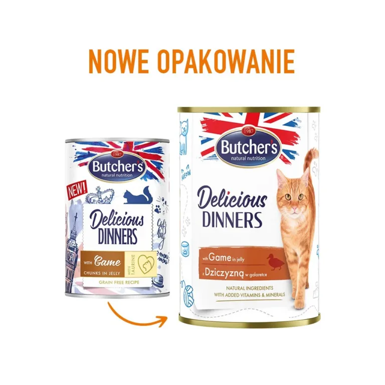 Butcher's Delicious Dinners metssealiha märg kassitoit 400g uue ja vana disainiga