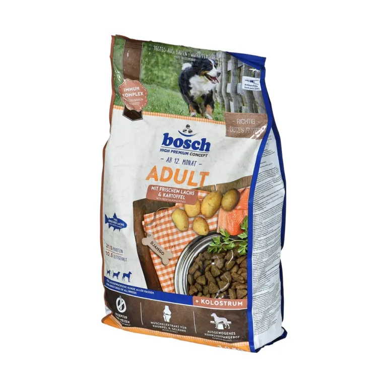 Bosch lõhe ja kartuli koeratoit 3 kg pakend, külgvaade