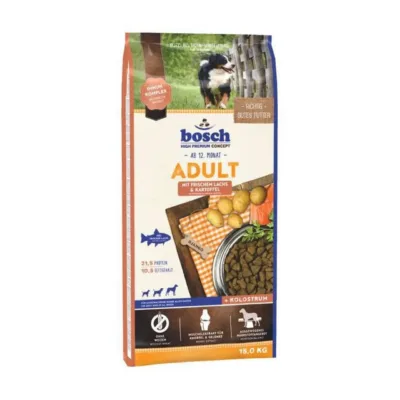 lõhe ja kartuliga koeratoit Bosch 15 kg pakendis