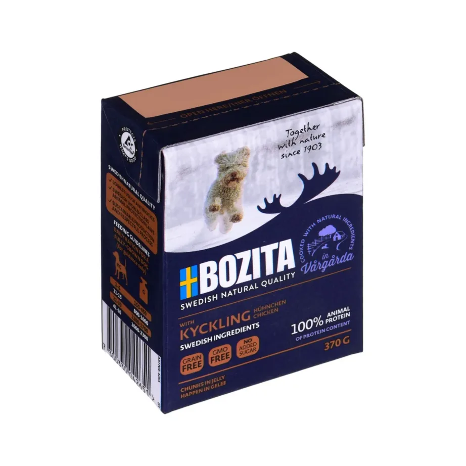 Bozita Chunks in Jelly kana ja veiselihaga 370 g gluteenivaba märgtoit täiskasvanud koertele – 2