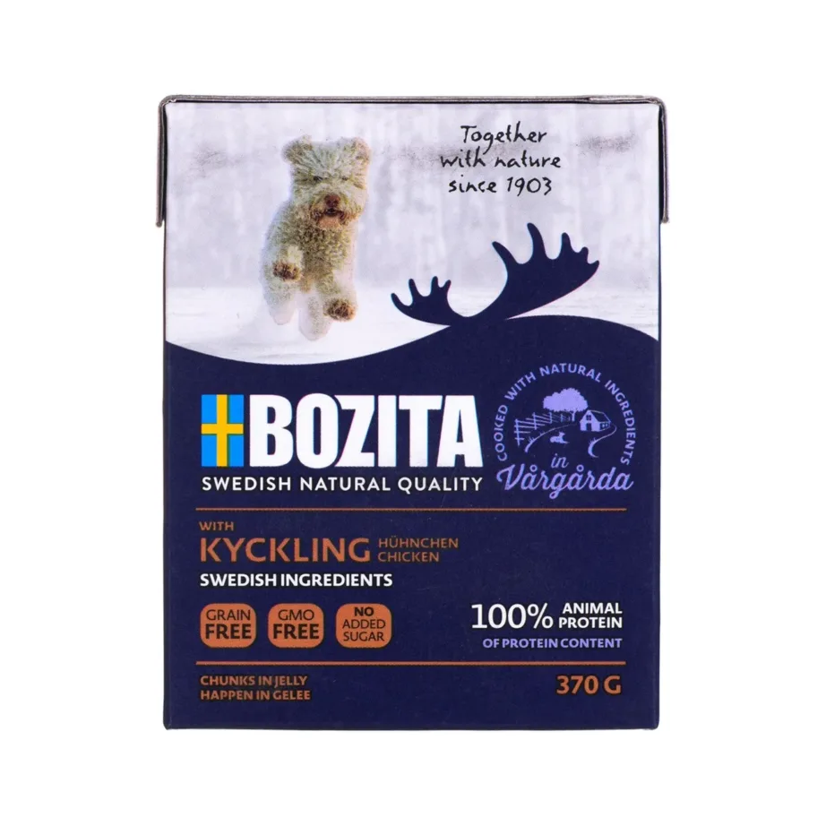 Bozita Chunks in Jelly kana ja veiselihaga 370 g gluteenivaba märgtoit täiskasvanud koertele