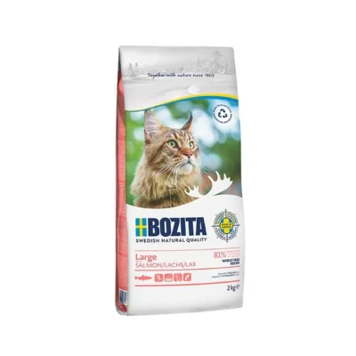 nisuvaba lõhega kuivtoit kassile Bozita Large 2kg pakend