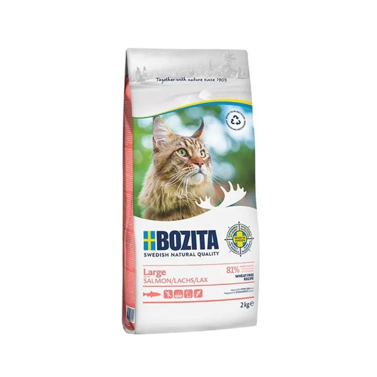 nisuvaba lõhega kuivtoit kassile Bozita Large 2kg pakend