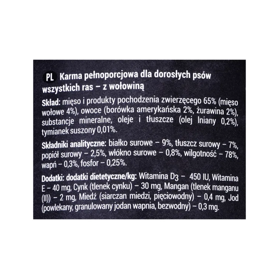 Veiseliha märgtoit koertele Dolina Noteci koostis ja toiteväärtus