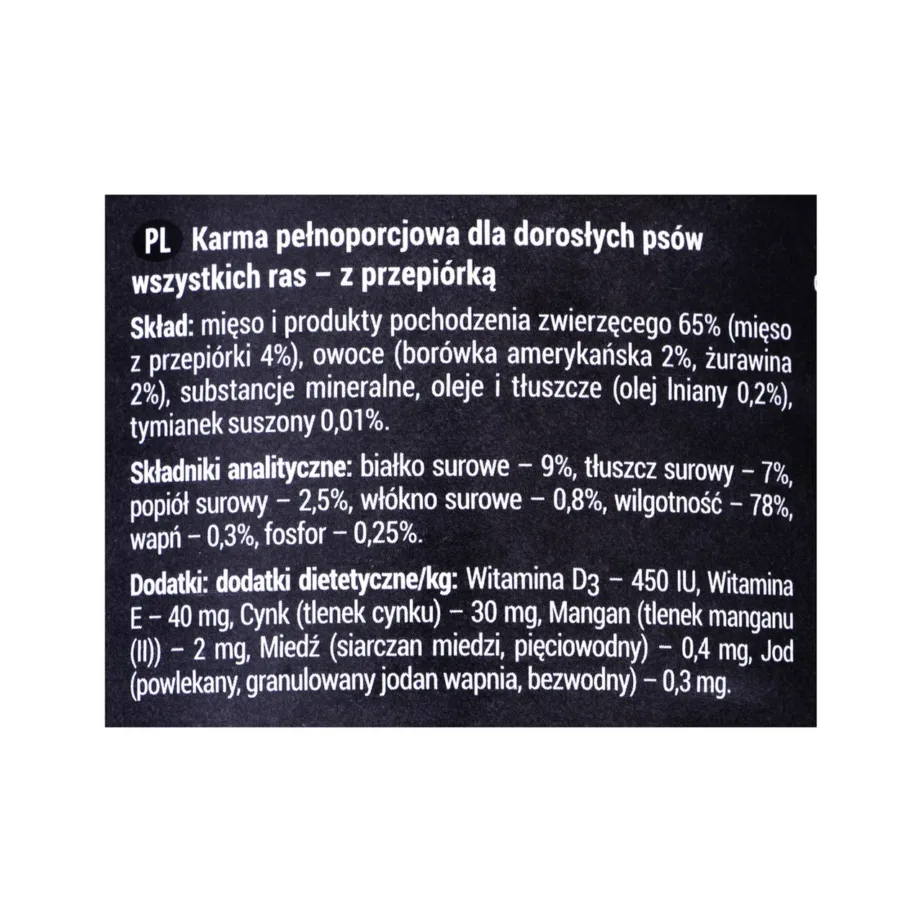Koeratoidu koostisosade ja analüütiliste näitajate silt
