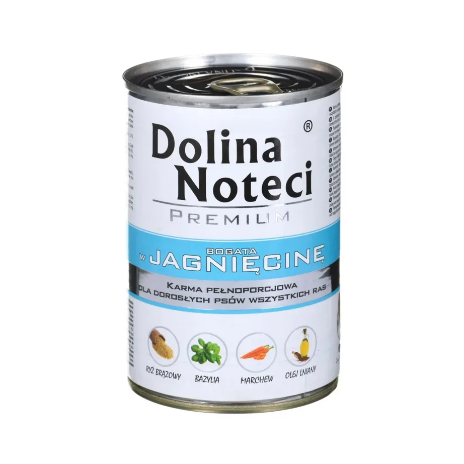 DOLINA NOTECI Premium Rich in Lamb 400 g gluteenivaba märgtoit täiskasvanud koertele kõikidele tõugudele