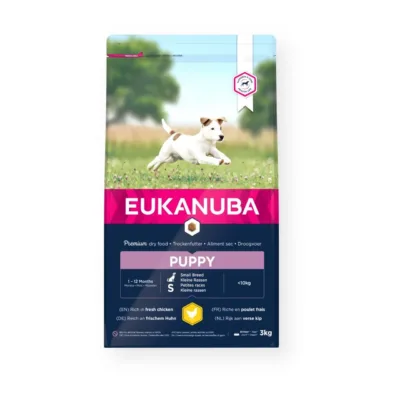 väikest tõugu kutsika kuivtoit Eukanuba Chicken 3 kg
