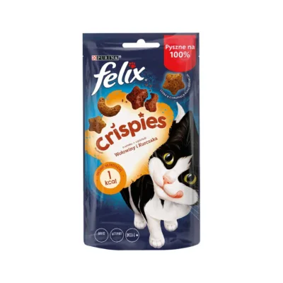 Felix Crispies veise- ja kanamaitseline kassi maiuse pakend