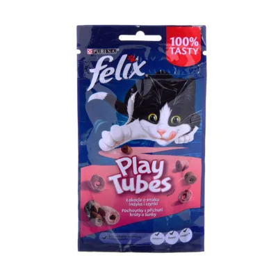 Purina Felix Play Tubes kalkuni ja singi kassimaius pakend