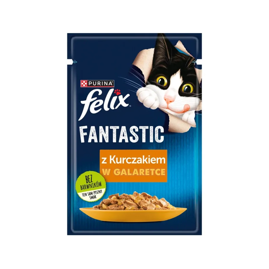 Purina Felix Fantastic 85g kanaga täiskasvanud kasside mahlases želees märgtoit
