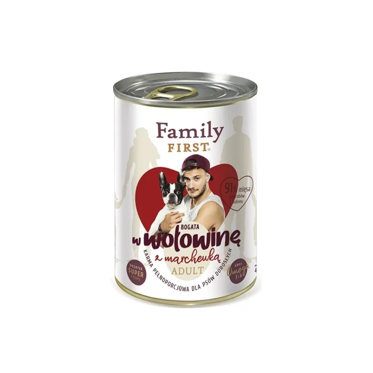 Family FIRST veiseliha ja porgandiga koeratoit purgis