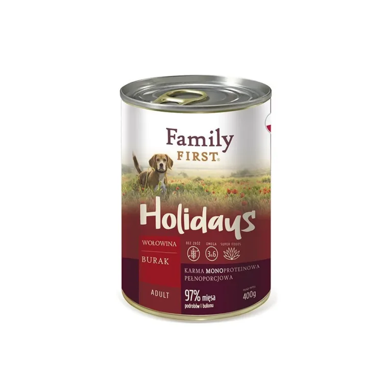 Family FIRST veise ja peediga märg koeratoit 400g purgis