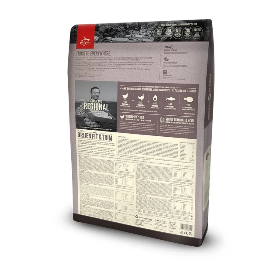 Orijen Fit & Trim kassitoit 5.4 kg pakendi tagakülg