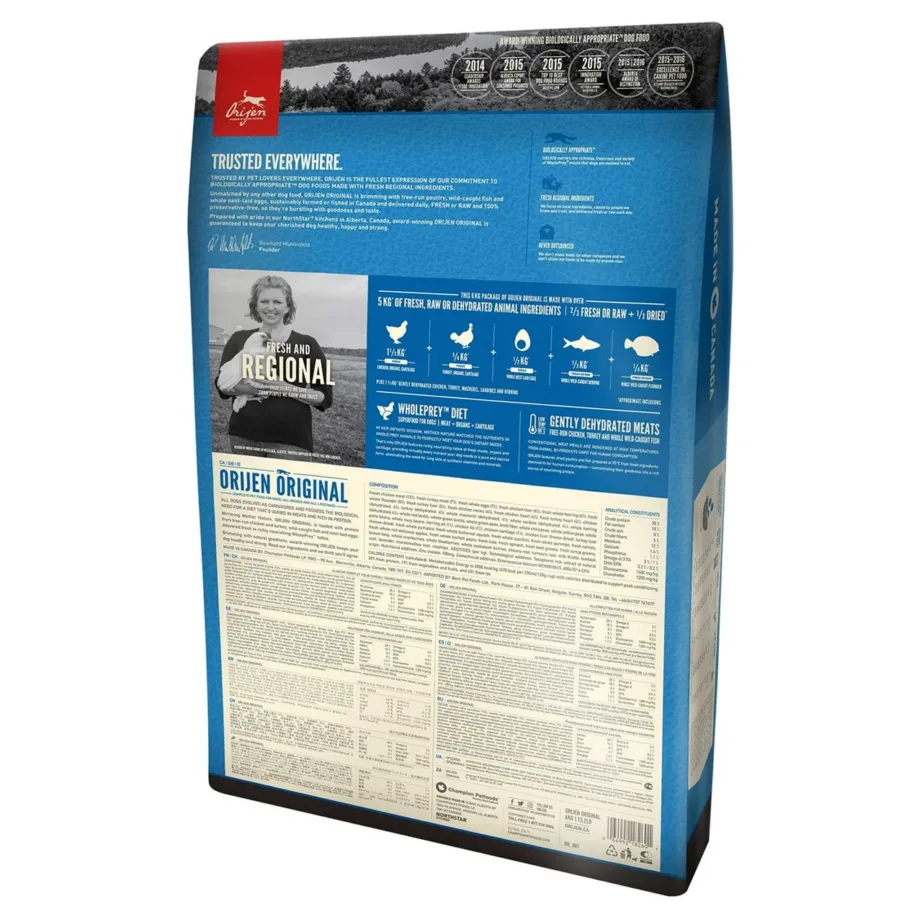 Orijen Original 2 kg kanaliha kuivtoit koertele tagakülg