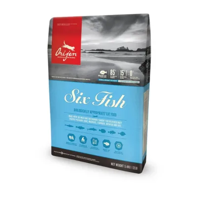 Orijen Six Fish kassitoit 1,8 kg esikülg sinisel pakendil