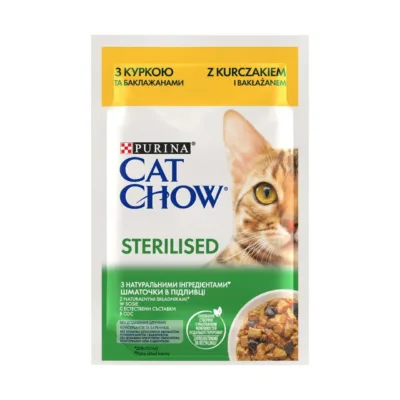 PURINA Cat Chow Sterilised kana ja baklažaaniga 85g pakend