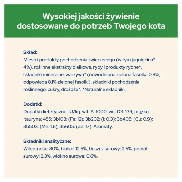 Koostisosade loetelu ja toiteväärtused kassitoidul