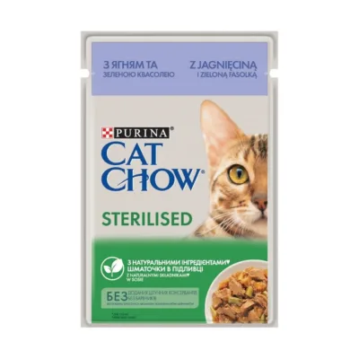 Purina Cat Chow Sterilised lambatoidu peapilt 85g pakend
