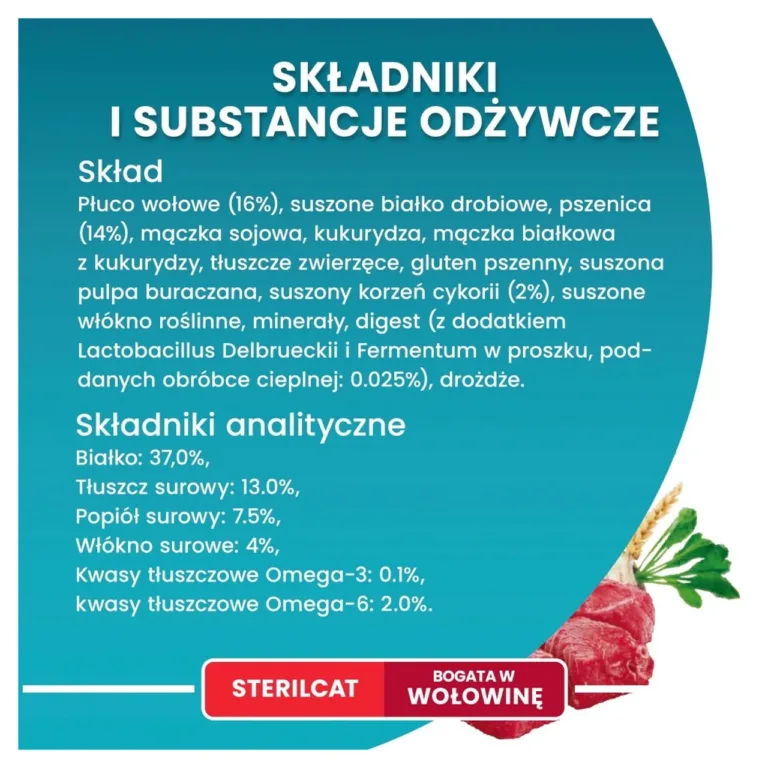 PURINA One Bifensis Sterilcat Beef koostisosad ja analüüs