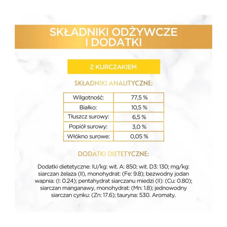 Gourmet Gold koostisosade tabel toiteväärtuste infoga