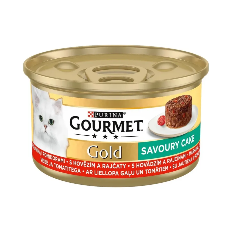 Purina Gourmet Gold 85 g veiseliha ja tomatiga teraviljavaba märgtoit täiskasvanud kassidele
