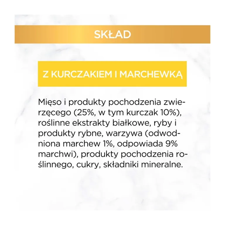 Kana-porgandi märgtoit kassile koostisosade info poola keeles