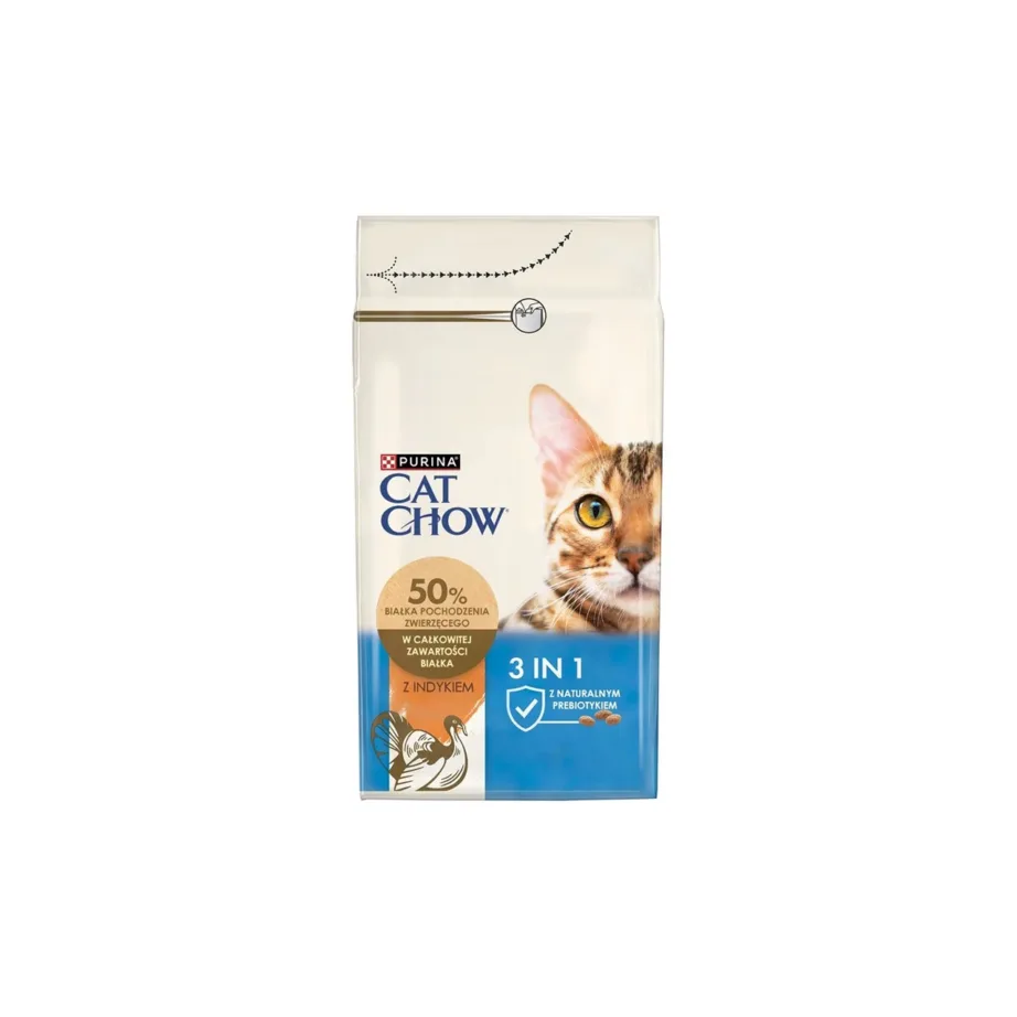 Purina Cat Chow Adult Turkey 1,5 kg kuivtoit täiskasvanud kassile karvapallide ja hambakivi ennetuseks