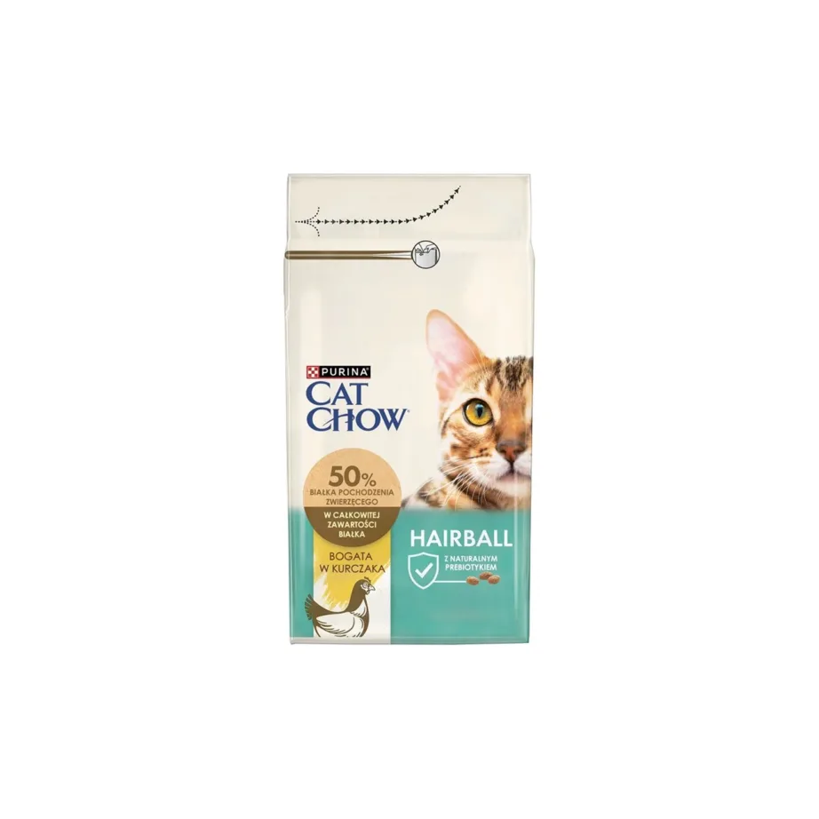 Purina Cat Chow Hairball Control 1,5 kg kanaga täiskasvanud kasside kuivtoit karvapallide vähendamiseks
