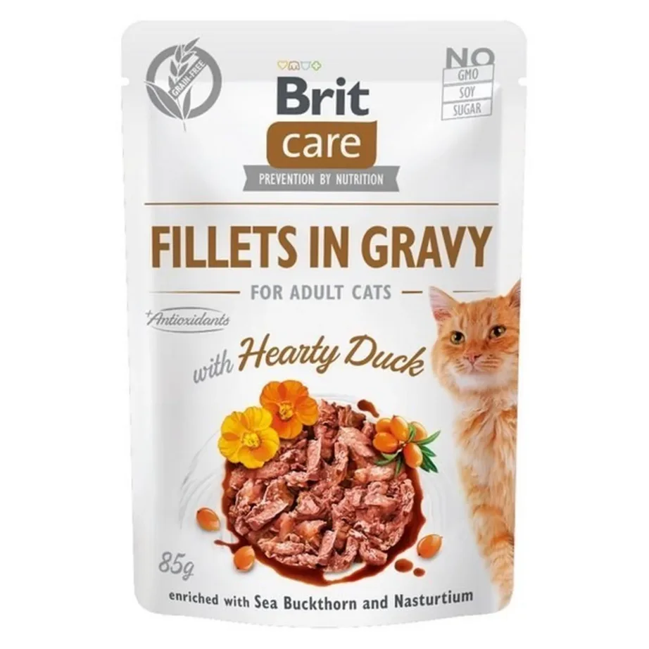 Brit Care Fillets in Gravy 85 g pardifileed kastmes täiskasvanud kassidele, gluteenivaba märgtoit